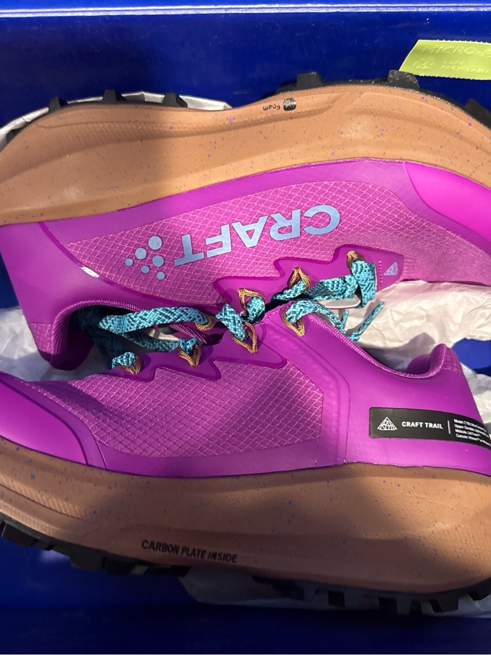 Craft Purple Trail Running Shoes with Teal Laces